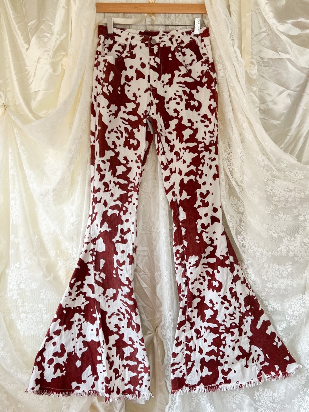 Saints & Hearts Cow Print Extreme Flare Jeans